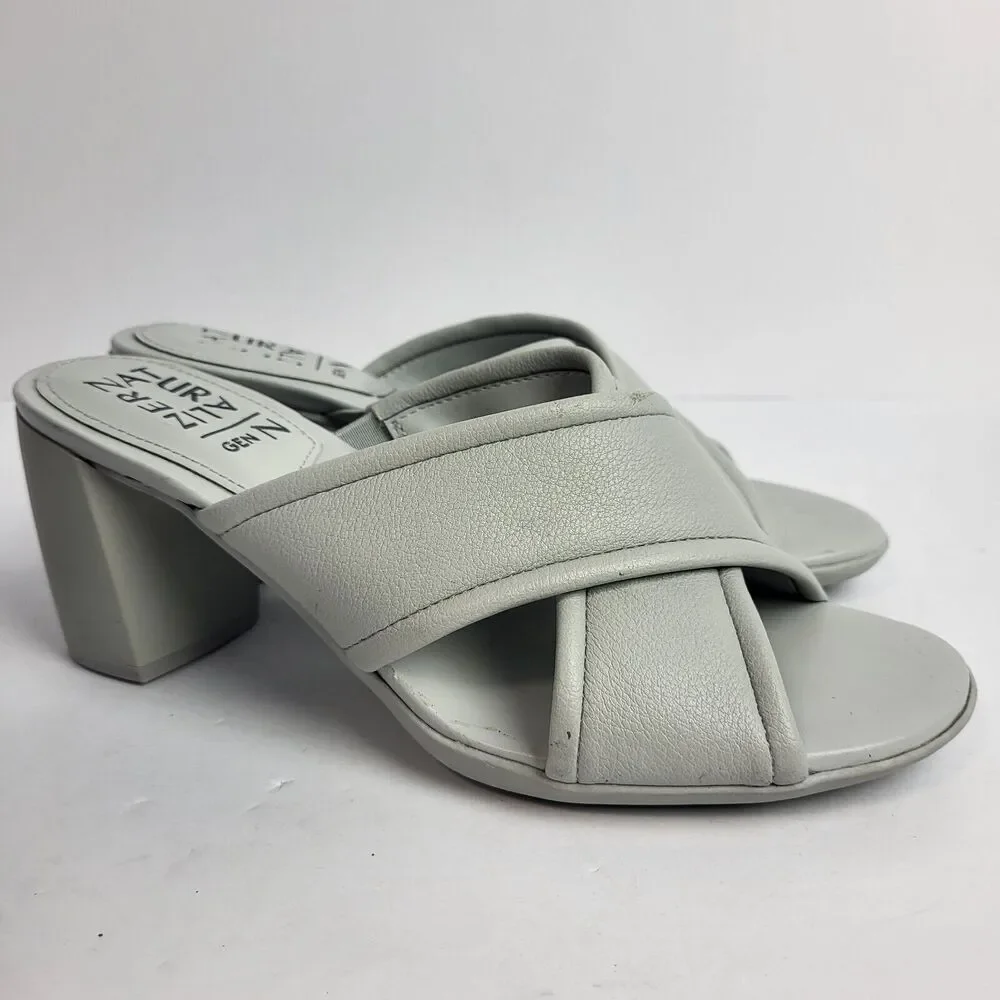 Naturalizer Women's Genn Rhythm Criss Cross Front Slip On Heels Shoes Gray 7.5